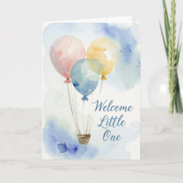 Tarjeta Watercolor Hot Air Balloon Baby Shower Card