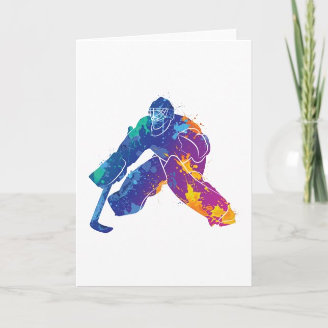Tarjeta Watercolor Ice Hockey Goalie (Anverso)