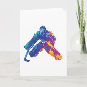 Tarjeta Watercolor Ice Hockey Goalie