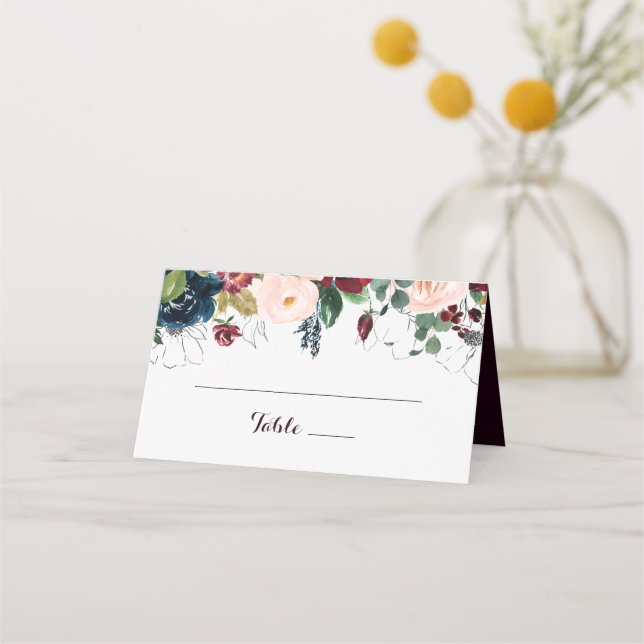 Tarjeta Watercolor Ilustrado Fall Wedding Place (Anverso)