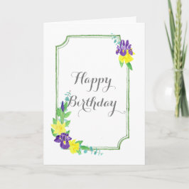 Tarjeta Watercolor Irises and Daffodils Greeting Card