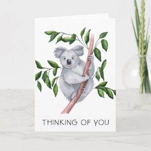Tarjeta Watercolor Koala Piensa En Ti