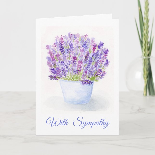 Tarjeta Watercolor Lavender Floral Plant SYMPATHY  (Anverso)