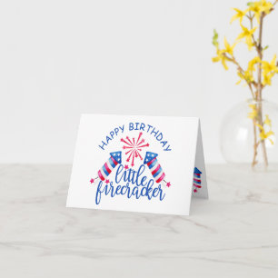 Tarjeta Watercolor Little Firecracker el 4 de julio