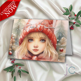 Tarjeta Watercolor Little Winter Fae Holiday
