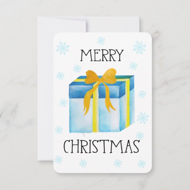 Tarjeta Watercolor Merry Christmas (Anverso)