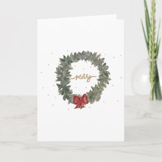Tarjeta Watercolor Merry Wreath