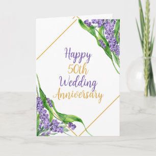 Tarjeta Watercolor Moderno 50° Aniversario del Boda