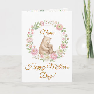 Tarjeta Watercolor Mother and Baby Bear Mother's Day Card