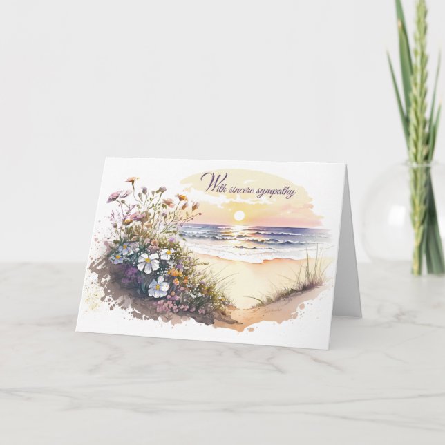 Tarjeta Watercolor Ocean Beach para la simpatía (Anverso)