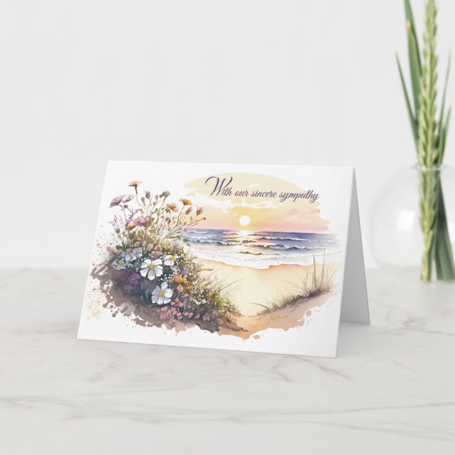Tarjeta Watercolor Ocean Beach para la simpatía (Anverso)
