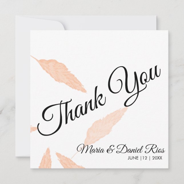 Tarjeta Watercolor Pampas Leaf Silhouette Boda (Anverso)