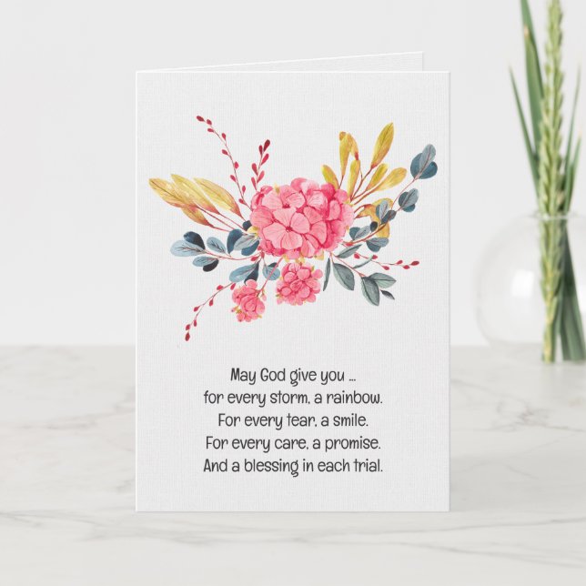 Tarjeta Watercolor Pink Hydrangea Bouquet (Anverso)
