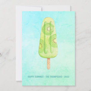 Tarjeta Watercolor Popsicle Summer Family Photo Greet