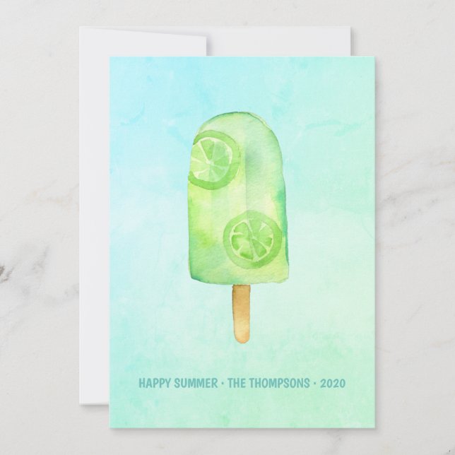 Tarjeta Watercolor Popsicle Summer Greeting (Anverso)