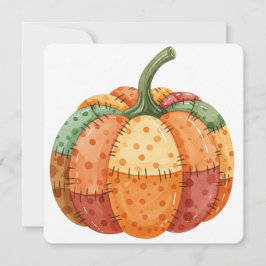 Tarjeta Watercolor pumpkin patchwork thanksgiving card
