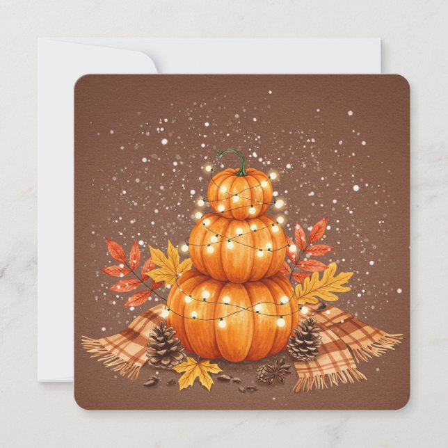 Tarjeta Watercolor pumpkin thanksgiving card  (Anverso)