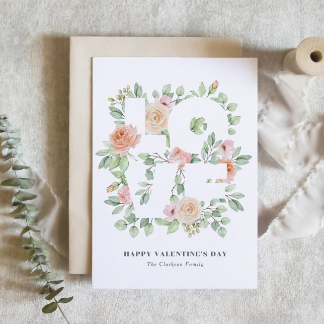 Tarjeta Watercolor Roses and Greenery Valentine's Day (Subido por el creador)