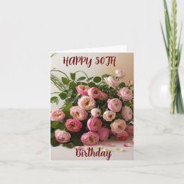 Tarjeta Watercolor Roses Rosa Primavera Bouquet 50