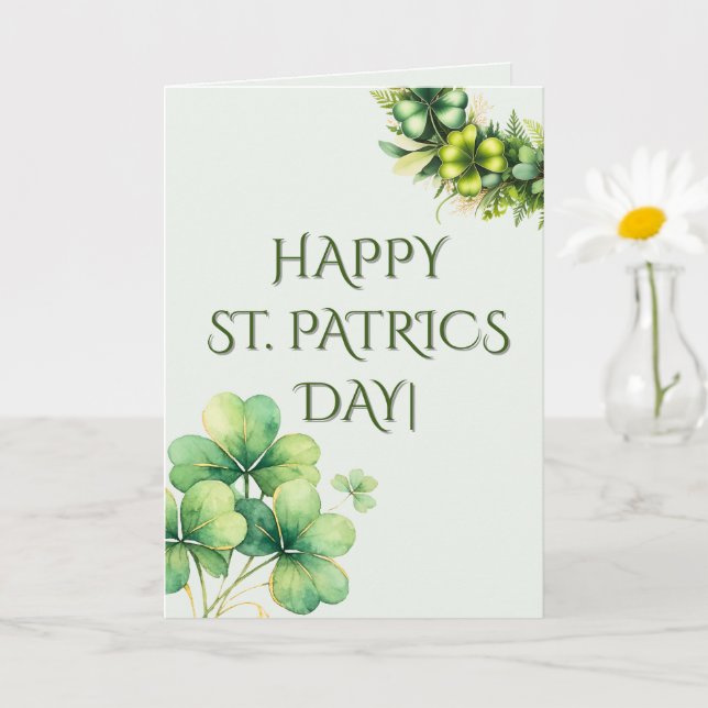 Tarjeta Watercolor Shamrock St. Patrick's Day Card (Planta pequeña)