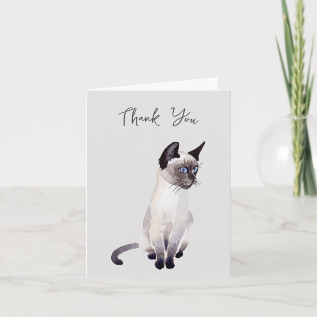 Tarjeta Watercolor Siamese Cat (Anverso)