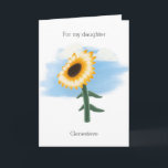 Tarjeta Watercolor Sky Yellow Sunflower Daughter Birday<br><div class="desc">Tarjeta de cumpleaños de girasol amarillo personalizada que puede agregar el nombre del destinatario de cumpleaños al frente y personalizar el mensaje de la tarjeta interior. Esta tarjeta de arte personalizada de girasol sería genial para cumpleaños,  Día de la Madre y más.</div>