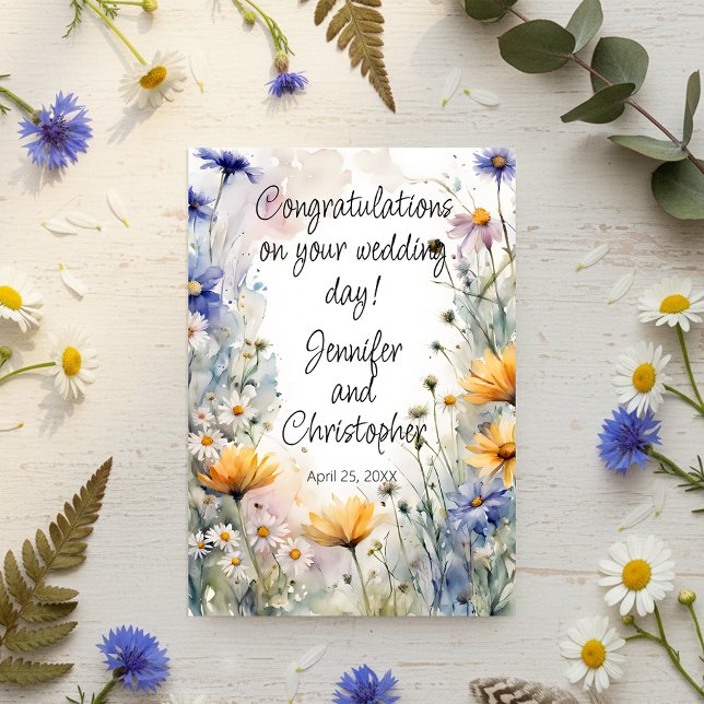 Tarjeta Watercolor Spring Floral Wedding Congratulations (Subido por el creador)