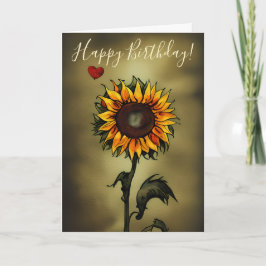 Tarjeta Watercolor Sunflower Love Flower Cumpleaños