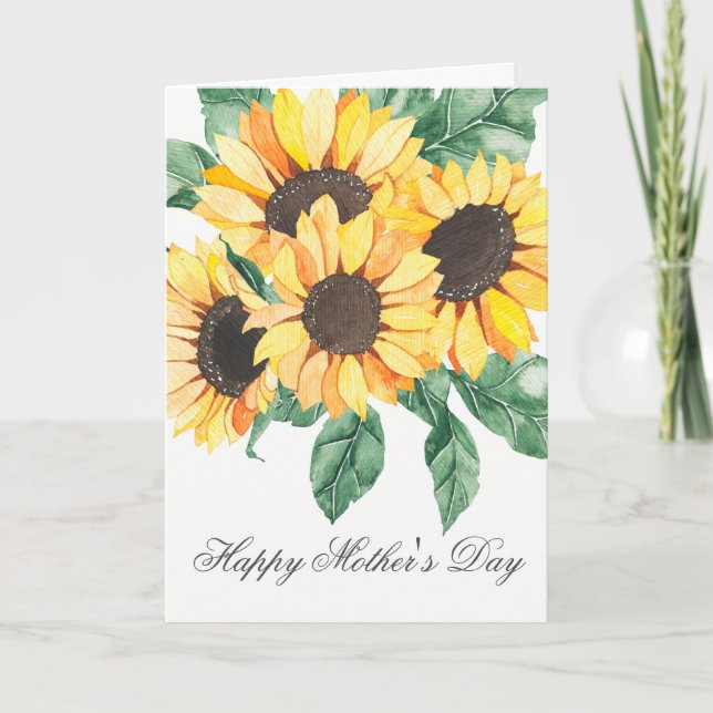 Tarjeta Watercolor Sunflowers Florals Mothers Day Card (Anverso)