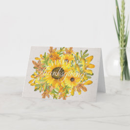 Tarjeta Watercolor Sunflowers Happy Acción de Gracias