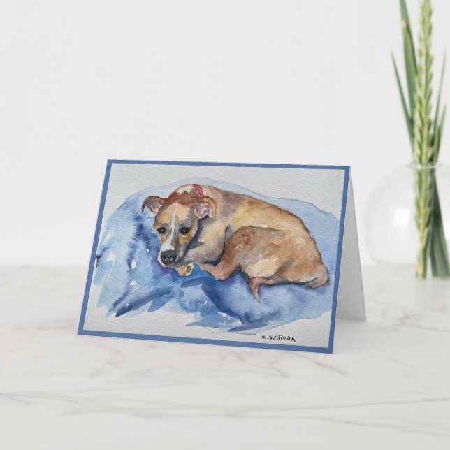 Tarjeta watercolor sweet rescue pup Folded Greeting Card (Anverso)