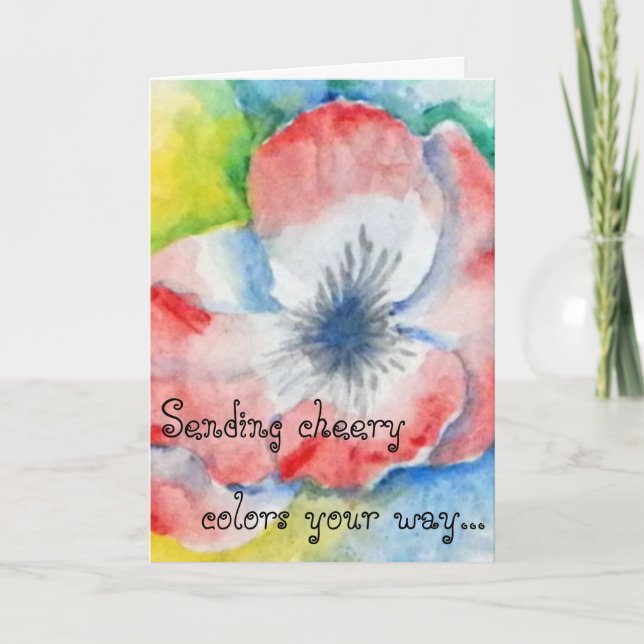 Tarjeta Watercolor Sweetpea Flor Art Entra Bien (Anverso)