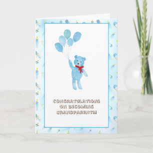 Tarjeta Watercolor Teddy Bear Felicitaciones Abuelos