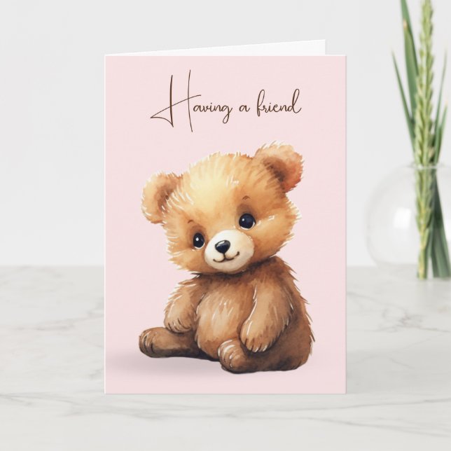 Tarjeta Watercolor Teddy Bear Friendship (Anverso)
