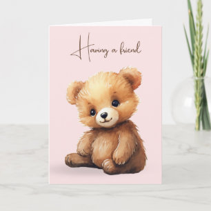 Tarjeta Watercolor Teddy Bear Friendship