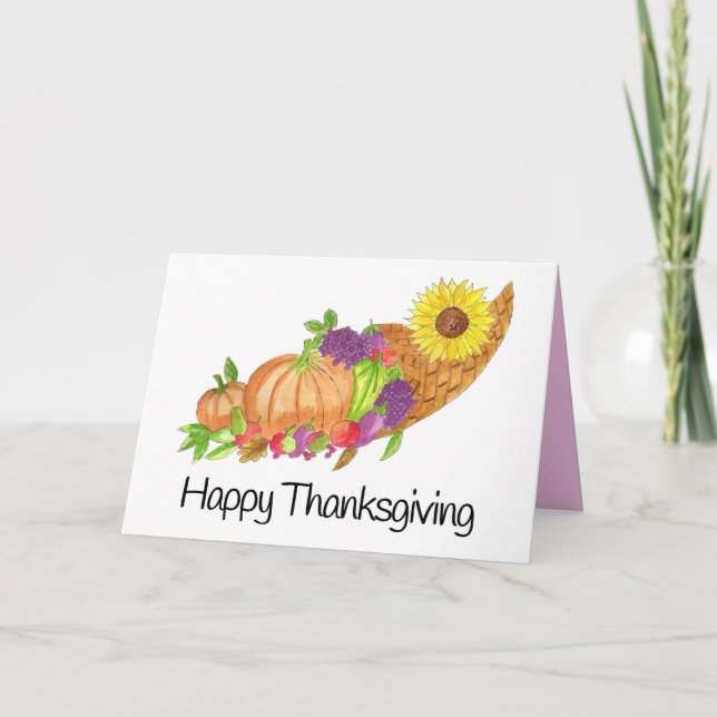 Tarjeta Watercolor Thankings cornucopia (Anverso)