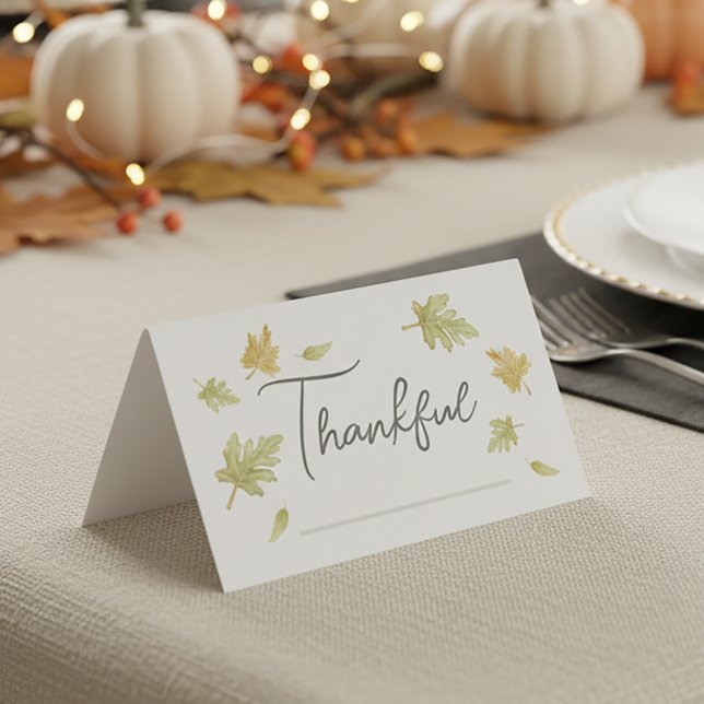 Tarjeta Watercolor Thanksgiving Place Card and Gratitude   (Subido por el creador)