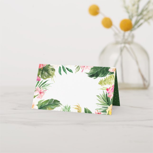 Tarjeta Watercolor Tropical Floral Frame Place (Anverso)