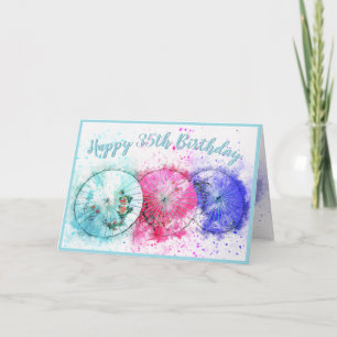 Tarjeta Watercolor Trópico Bebidas Sombrillas 35 cumpleaño