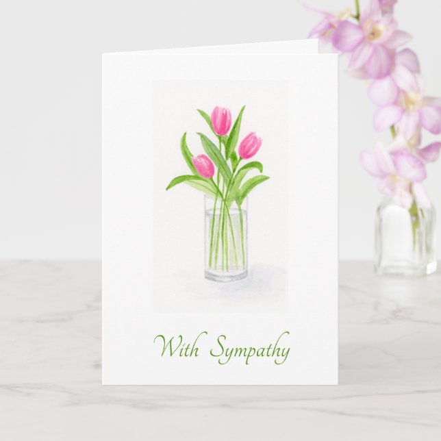 Tarjeta Watercolor Tulip Floral in Vase SYMPATHY (Orquídea)