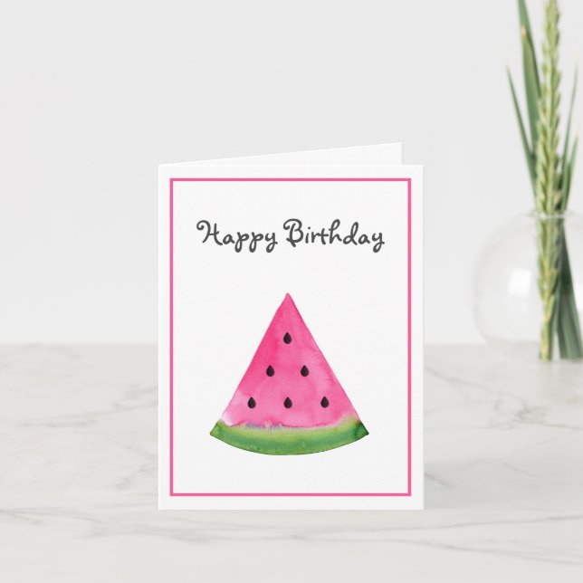 Tarjeta Watercolor Watermelon Wedge (Anverso)