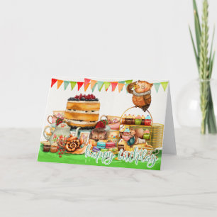 Tarjeta Watercolor Wild Animals Happy Birthday Card