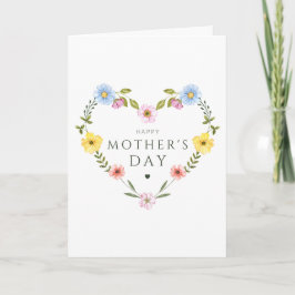Tarjeta Watercolor Wildflower Shaped Heart Mother's Day