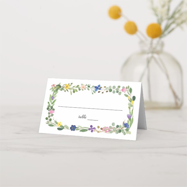 Tarjeta Watercolor Wildflowers Table Place (Anverso)