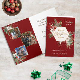 Tarjeta Watercolor Winter Flowers Red 3 Fotos Navidades