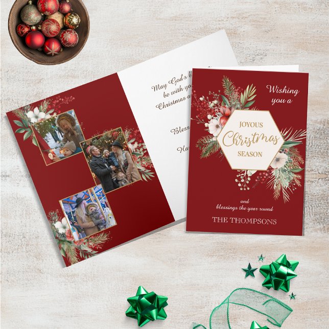 Tarjeta Watercolor Winter Flowers Red 3 Fotos Navidades (Subido por el creador)