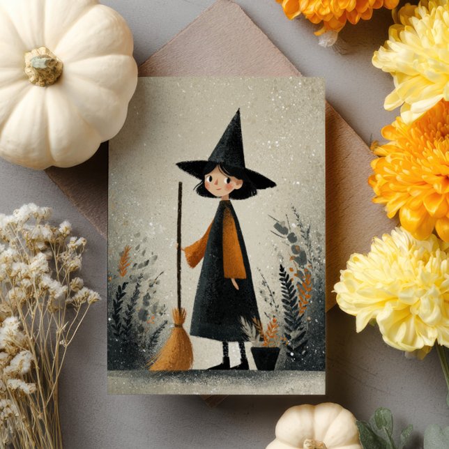 Tarjeta Watercolor Witch Ilustracion Whimsical Halloween (Subido por el creador)