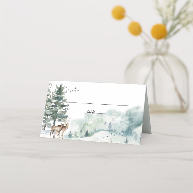 Tarjeta Watercolor Woodland Forest Place (Anverso)