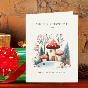 Tarjeta Watercolor Woodland Vrolijk Kerstfeest Saludo