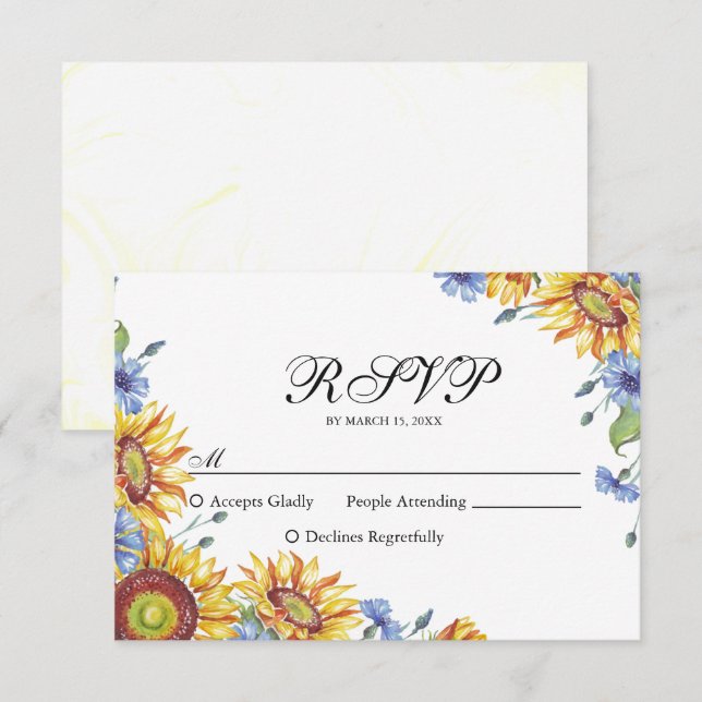 Tarjeta WatercolorvRSVP de Ucrania (Anverso / Reverso)